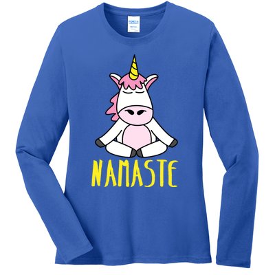 Namaste Yoga Funny Meditating Magical Creature Gift Ladies Long Sleeve Shirt