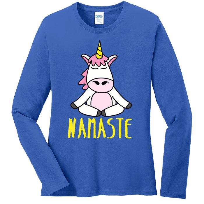 Namaste Yoga Funny Meditating Magical Creature Gift Ladies Long Sleeve Shirt