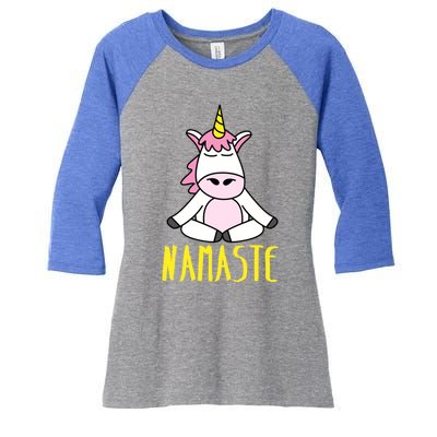 Namaste Yoga Funny Meditating Magical Creature Gift Women's Tri-Blend 3/4-Sleeve Raglan Shirt