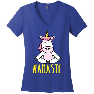 Namaste Yoga Funny Meditating Magical Creature Gift Women's V-Neck T-Shirt