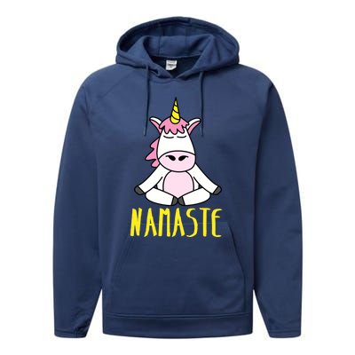 Namaste Yoga Funny Meditating Magical Creature Gift Performance Fleece Hoodie