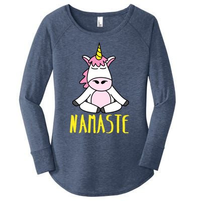 Namaste Yoga Funny Meditating Magical Creature Gift Women's Perfect Tri Tunic Long Sleeve Shirt