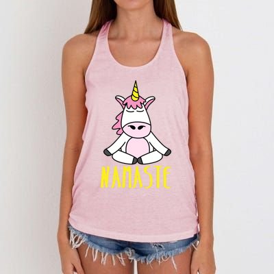 Namaste Yoga Funny Meditating Magical Creature Gift Women's Knotted Racerback Tank