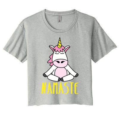 Namaste Yoga Funny Meditating Magical Creature Gift Women's Crop Top Tee