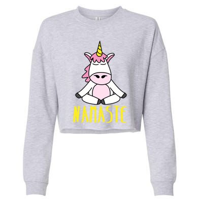 Namaste Yoga Funny Meditating Magical Creature Gift Cropped Pullover Crew