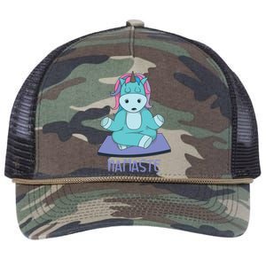 Namaste Yoga Funny Meditating Magical Creature Gift Retro Rope Trucker Hat Cap