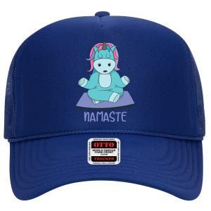 Namaste Yoga Funny Meditating Magical Creature Gift High Crown Mesh Back Trucker Hat