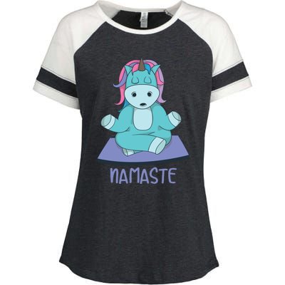 Namaste Yoga Funny Meditating Magical Creature Gift Enza Ladies Jersey Colorblock Tee