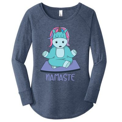 Namaste Yoga Funny Meditating Magical Creature Gift Women's Perfect Tri Tunic Long Sleeve Shirt