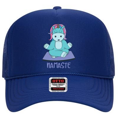 Namaste Yoga Funny Meditating Magical Creature Gift High Crown Mesh Back Trucker Hat