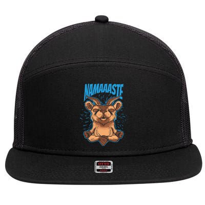 Namaste Yoga Goat Cute Gift 7 Panel Mesh Trucker Snapback Hat