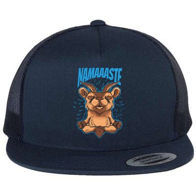 Namaste Yoga Goat Cute Gift Flat Bill Trucker Hat