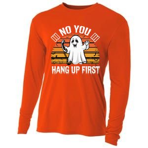 No You Hang Up First Ghost Halloween Funny Gift Cooling Performance Long Sleeve Crew