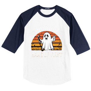 No You Hang Up First Ghost Halloween Funny Gift Baseball Sleeve Shirt