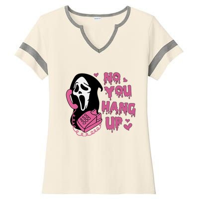 No You Hang Up Ghostface Ladies Halftime Notch Neck Tee