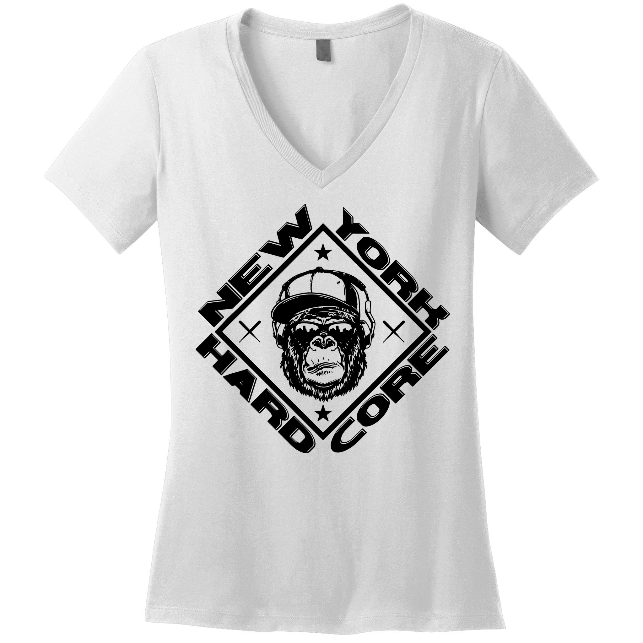New York Hardcore Monkey Is Worldwide Nyhc Punks Not Dead Women's V-Neck T-Shirt