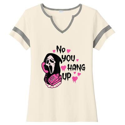 No You Hang Up First Ghost Calling Halloween Sweatshirt Ladies Halftime Notch Neck Tee