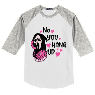 No You Hang Up First Ghost Calling Halloween Sweatshirt Kids Colorblock Raglan Jersey