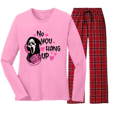 No You Hang Up First Ghost Calling Halloween Sweatshirt Women's Long Sleeve Flannel Pajama Set 