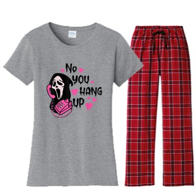 No You Hang Up First Ghost Calling Halloween Sweatshirt Women's Flannel Pajama Set