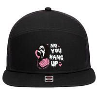 No You Hang Up First. Ghost Halloween Funny 7 Panel Mesh Trucker Snapback Hat