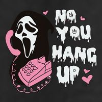 No You Hang Up First. Ghost Halloween Funny 7 Panel Mesh Trucker Snapback Hat