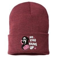 No You Hang Up First. Ghost Halloween Funny Sustainable Knit Beanie