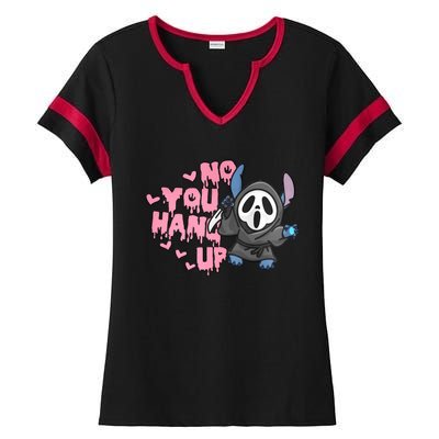 No You Hang Up Funny Ghostface Scream Horror Valentine's Day Ladies Halftime Notch Neck Tee