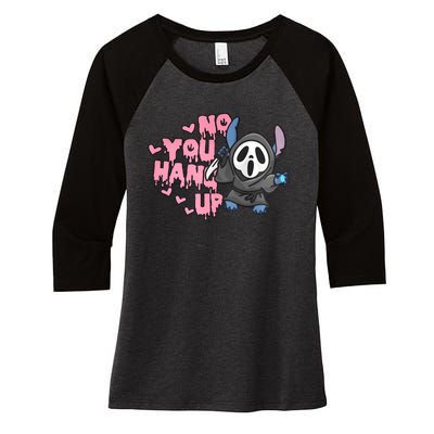 No You Hang Up Funny Ghostface Scream Horror Valentine's Day Women's Tri-Blend 3/4-Sleeve Raglan Shirt