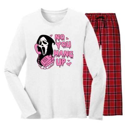 No You Hang Up Funny Ghostface Valentine Halloween Women's Long Sleeve Flannel Pajama Set 