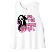 No You Hang Up Funny Ghostface Valentine Halloween Women's Racerback Cropped Tank