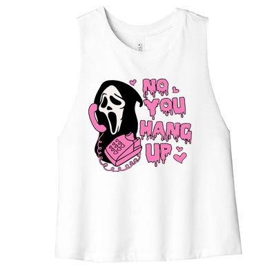 No You Hang Up Funny Ghostface Valentine Halloween Women's Racerback Cropped Tank