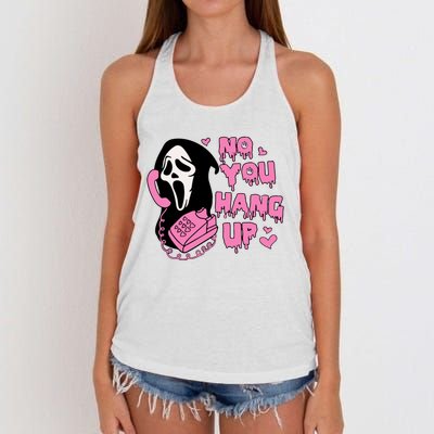 No You Hang Up Funny Ghostface Valentine Halloween Women's Knotted Racerback Tank