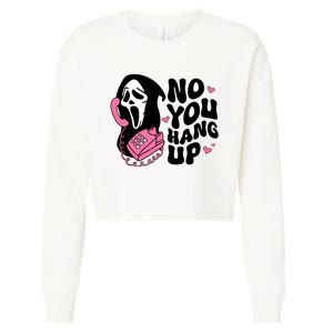 No You Hang Up Ghost Halloween Cropped Pullover Crew