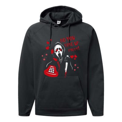 No You Hang Up Ghost Horror Valentines Day Performance Fleece Hoodie