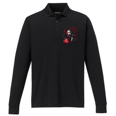 No You Hang Up Ghost Horror Valentines Day Performance Long Sleeve Polo