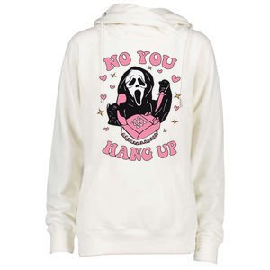 No You Hang Up Funny Halloween Ghostface Womens Funnel Neck Pullover Hood