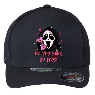 No You Hang Up First Ghost Calling Halloween Flexfit Unipanel Trucker Cap