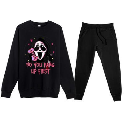 No You Hang Up First Ghost Calling Halloween Premium Crewneck Sweatsuit Set