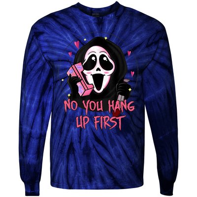 No You Hang Up First Ghost Calling Halloween Tie-Dye Long Sleeve Shirt