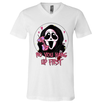 No You Hang Up First Ghost Calling Halloween V-Neck T-Shirt