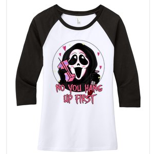 No You Hang Up First Ghost Calling Halloween Women's Tri-Blend 3/4-Sleeve Raglan Shirt