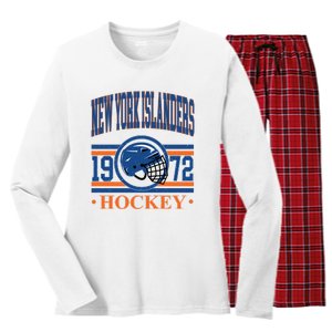 New York Islanders Hockey Team Supporter Women's Long Sleeve Flannel Pajama Set 