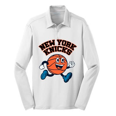 New York Knicks Basketball Running Silk Touch Performance Long Sleeve Polo