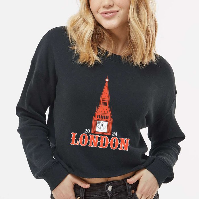 New York London Clock Tower Cropped Pullover Crew