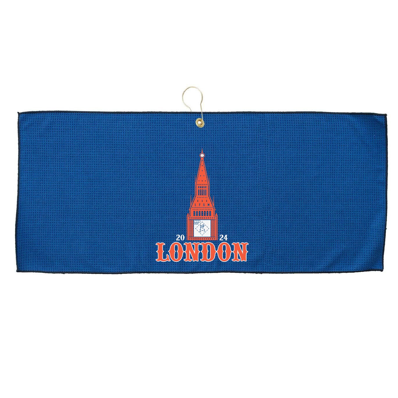 New York London Clock Tower Large Microfiber Waffle Golf Towel