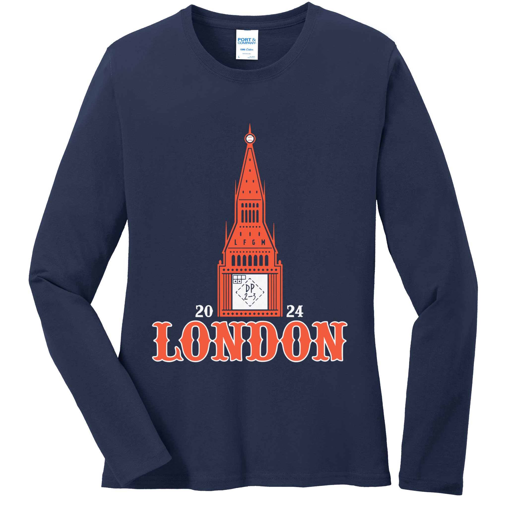 New York London Clock Tower Ladies Long Sleeve Shirt