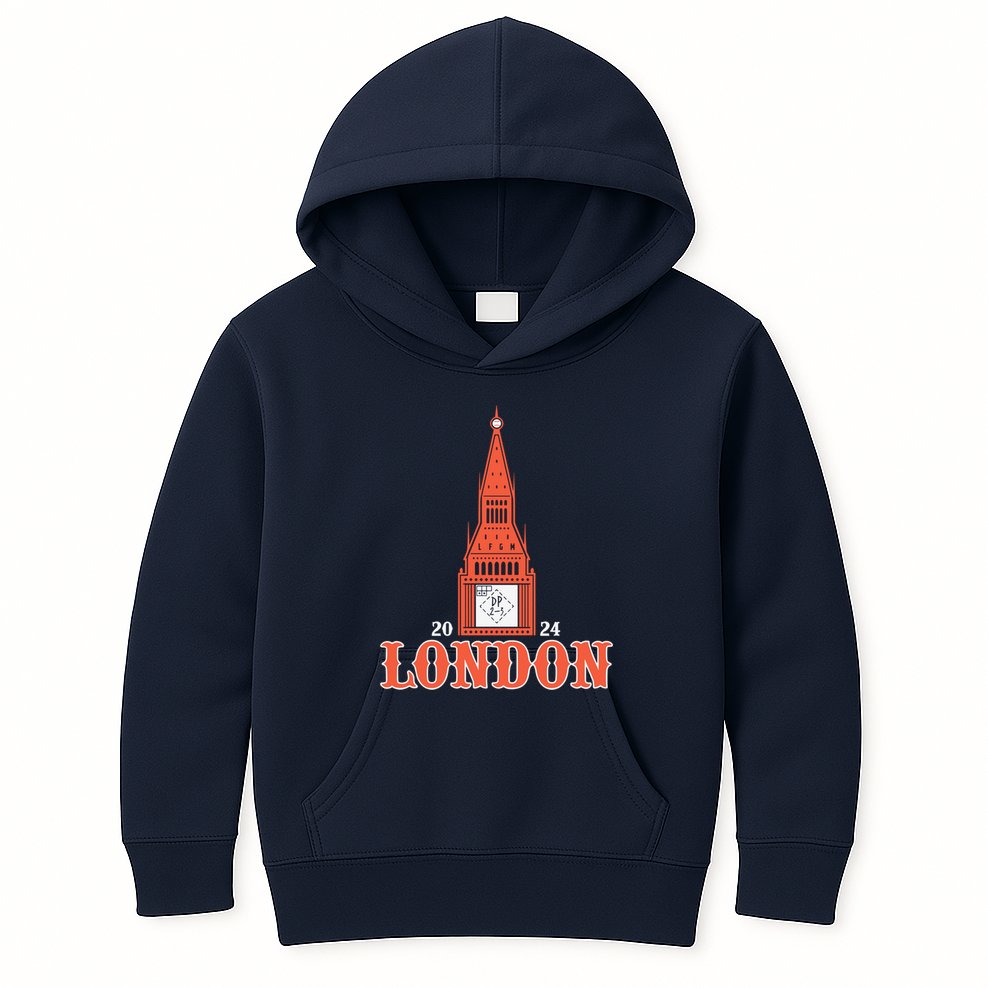 New York London Clock Tower Kids Hoodie