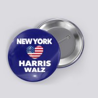 New York Loves Harris Walz America Usa Election Democrat Gift Button