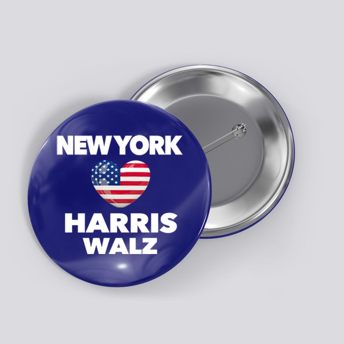 New York Loves Harris Walz America Usa Election Democrat Gift Button